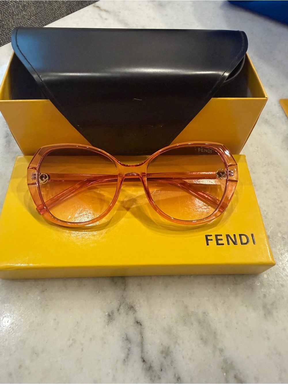 Fendi Women's Transparent Pink-Orange Oversized Sunglasses